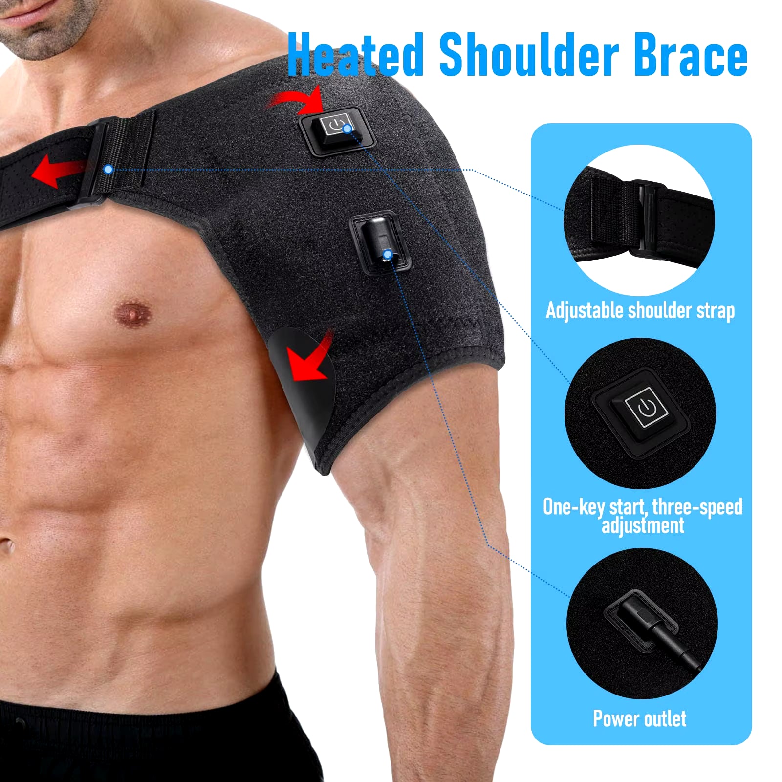 Electric Heating Pad for Shoulder Support for Dislocated Shoulder Rehabilitation Injury Pain Relief Adjustable Shoulder Wrap